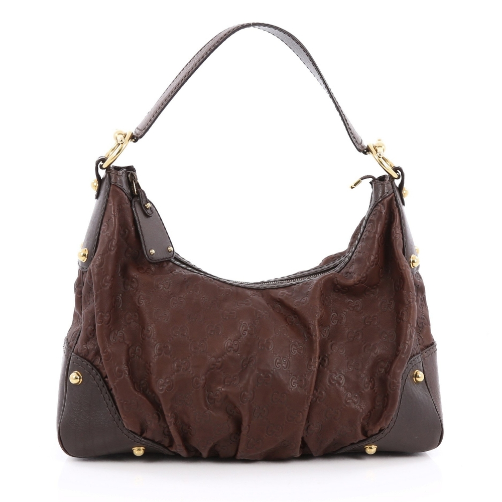 Authentic Gucci Brown Guccissima Leather Medium Jockey Hobo Bag